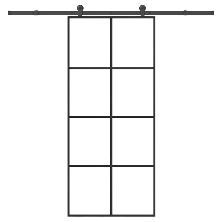 skydedør med hardwaresæt 90x205 cm sikkerhedsglas aluminium