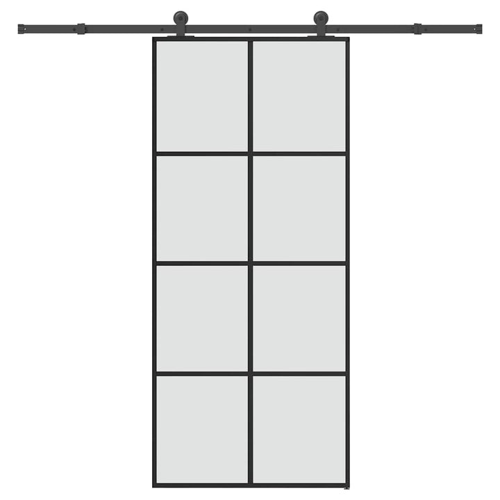 skydedør med hardwaresæt 90x205 cm sikkerhedsglas aluminium