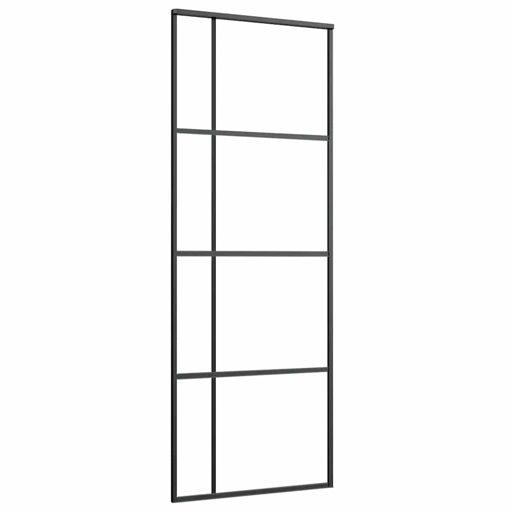 skydedør med hardwaresæt 76x205 cm sikkerhedsglas aluminium