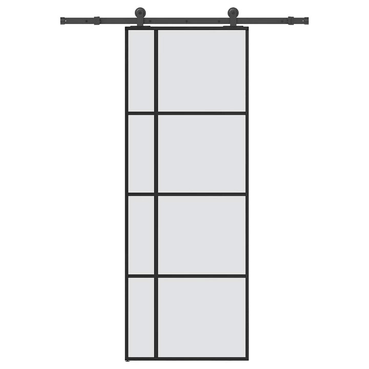 skydedør med hardwaresæt 76x205 cm sikkerhedsglas aluminium