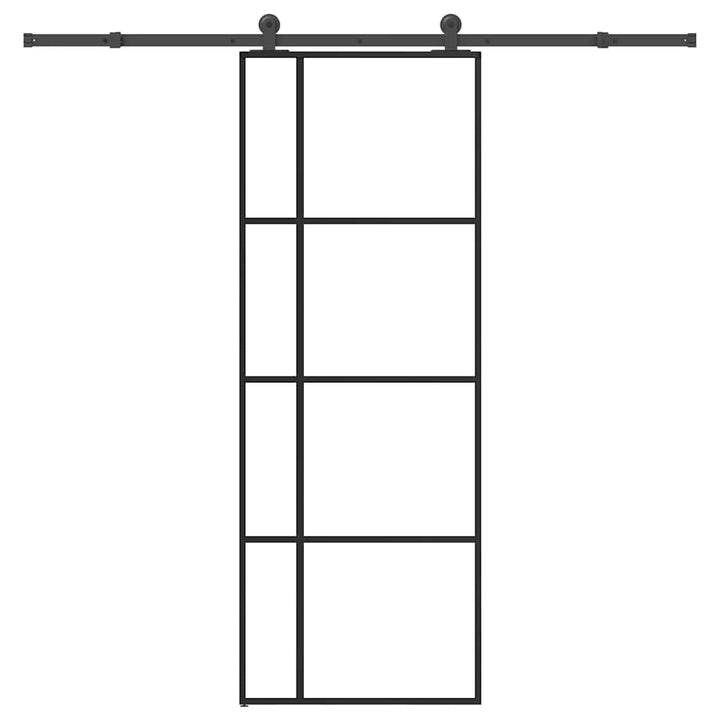 skydedør med hardwaresæt 76x205 cm sikkerhedsglas aluminium