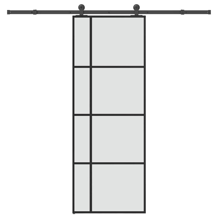 skydedør med hardwaresæt 76x205 cm sikkerhedsglas aluminium