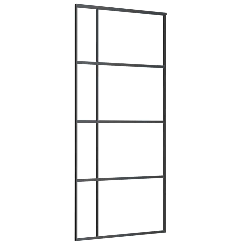 skydedør med hardwaresæt 90x205 cm sikkerhedsglas aluminium