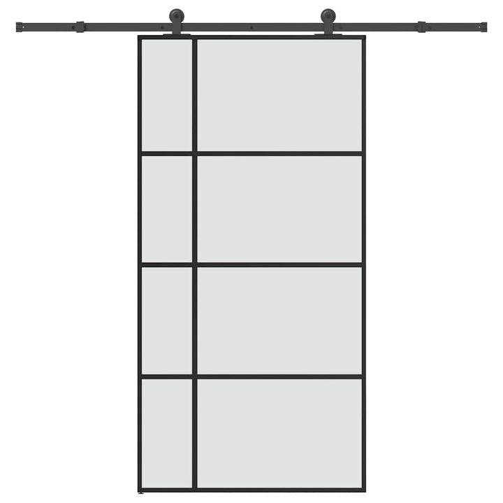 skydedør med hardwaresæt 102,5x205 cm sikkerhedsglas aluminium