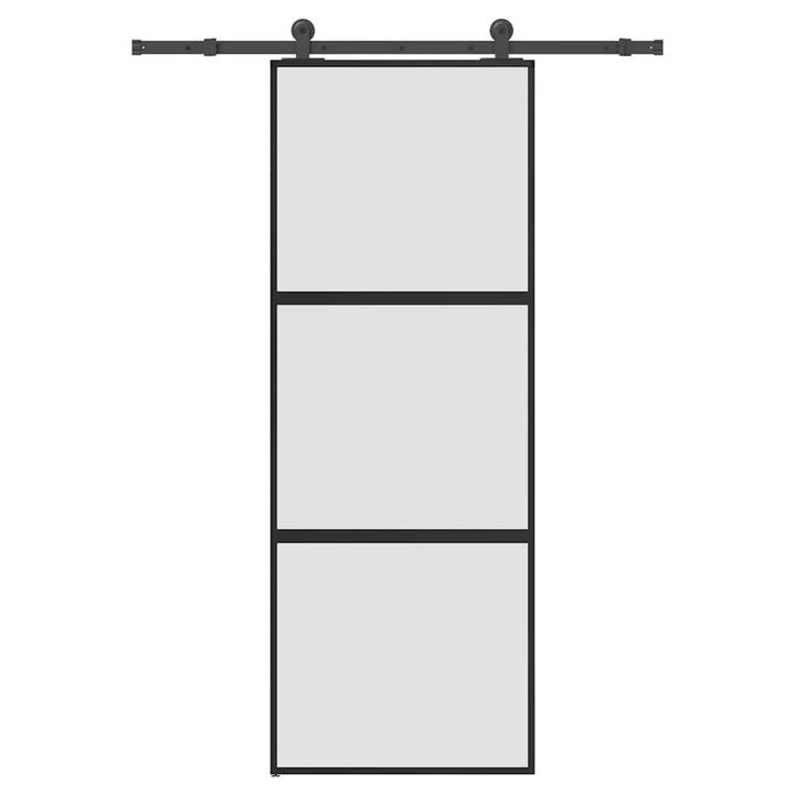 skydedør med hardwaresæt 76x205 cm hærdet glas og aluminium