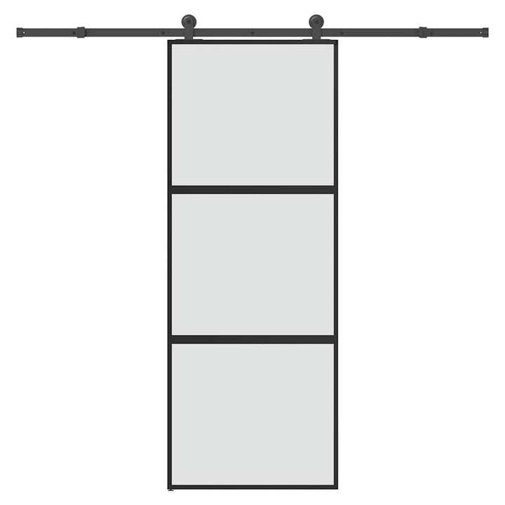 skydedør med hardwaresæt 76x205 cm hærdet glas og aluminium