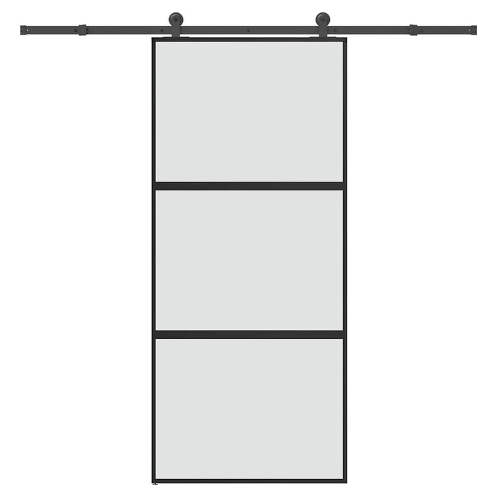 skydedør med hardwaresæt 90x205 cm hærdet glas og aluminium
