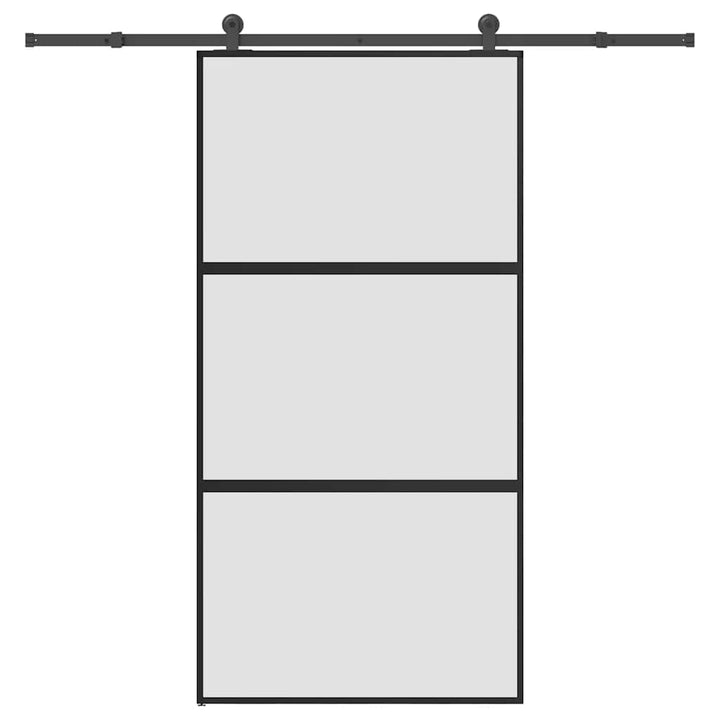 skydedør med hardwaresæt 102,5x205 cm hærdet glas og aluminium