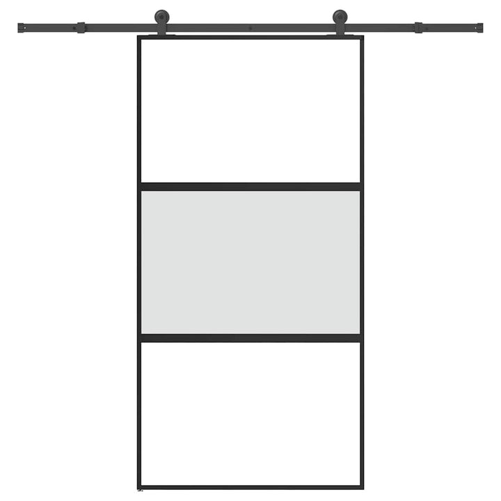 skydedør med hardwaresæt 102,5x205 cm hærdet glas og aluminium