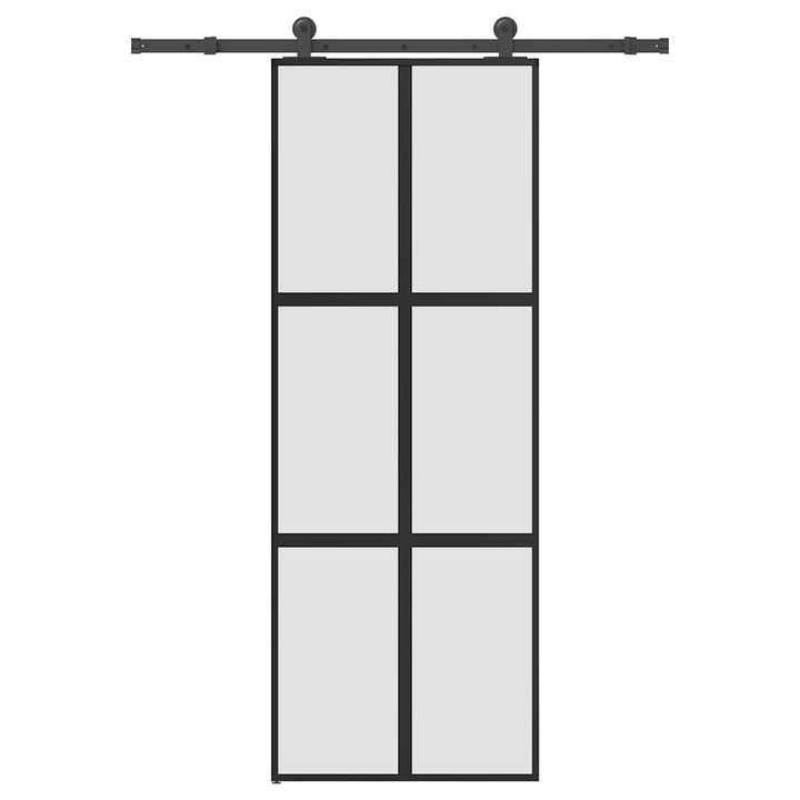 skydedør med hardwaresæt 76x205 cm hærdet glas og aluminium