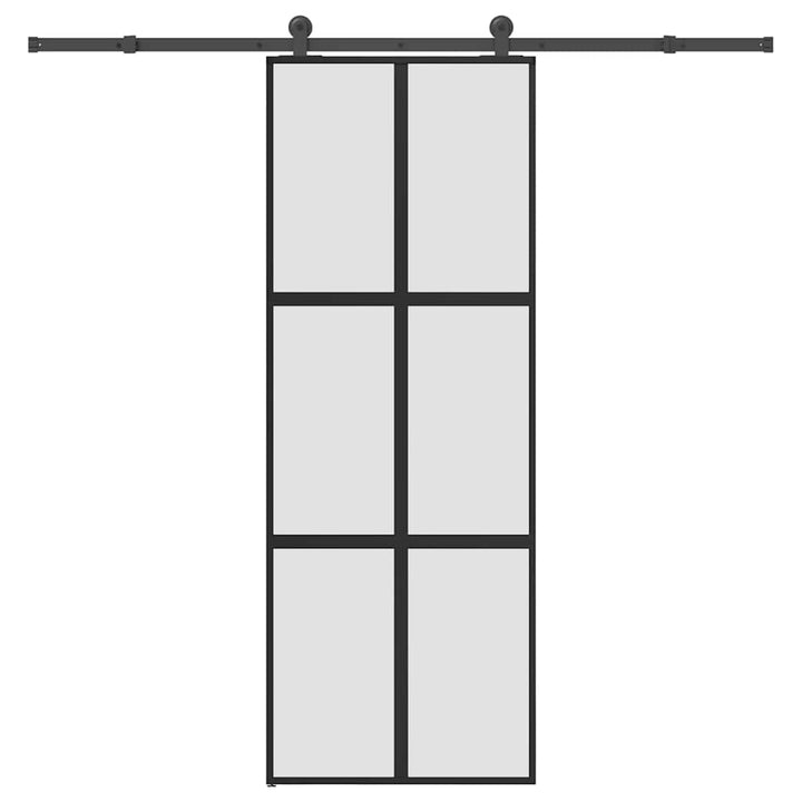 skydedør med hardwaresæt 76x205 cm hærdet glas og aluminium