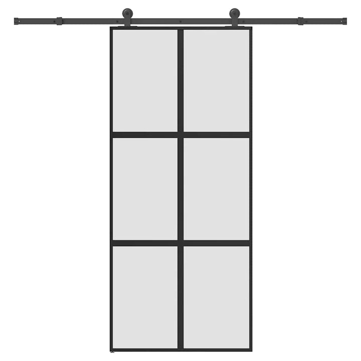 skydedør med hardwaresæt 90x205 cm hærdet glas og aluminium