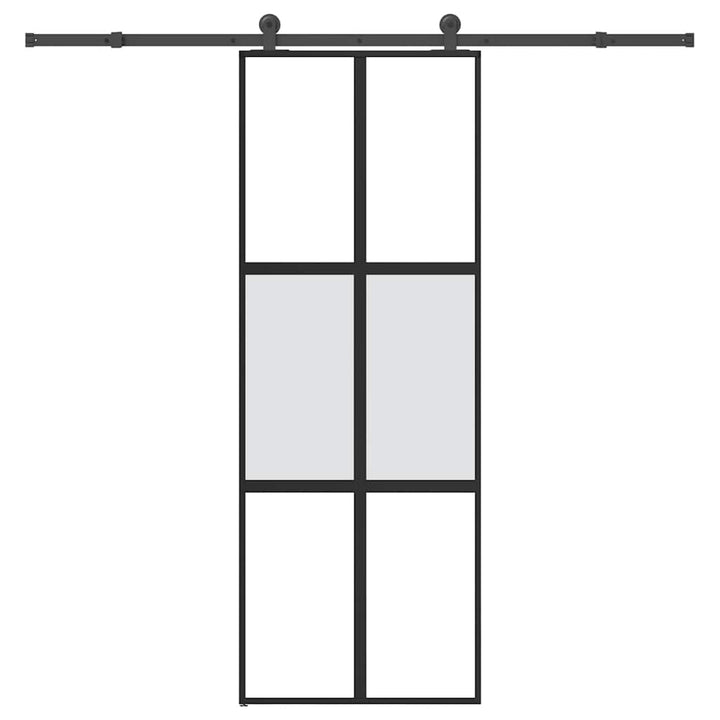 skydedør med hardwaresæt 76x205 cm hærdet glas og aluminium