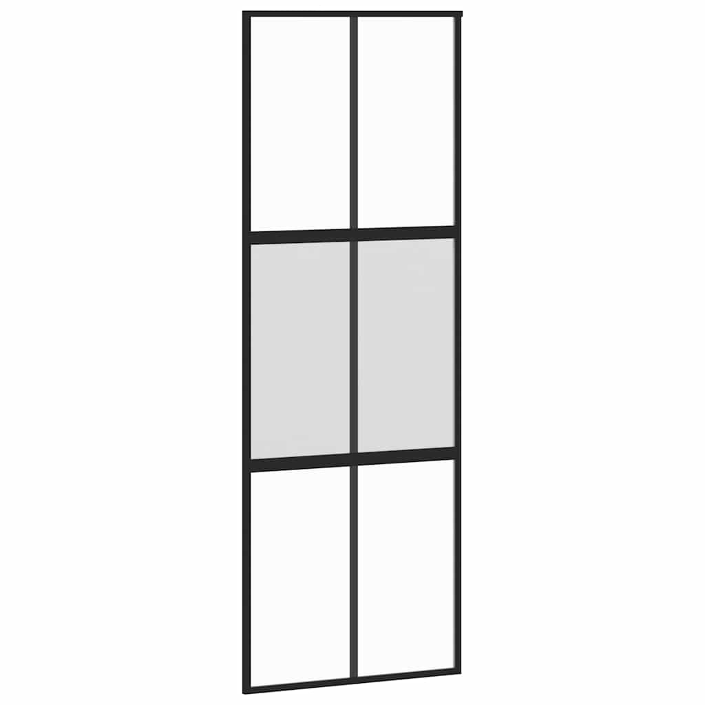 skydedør med hardwaresæt 76x205 cm hærdet glas og aluminium