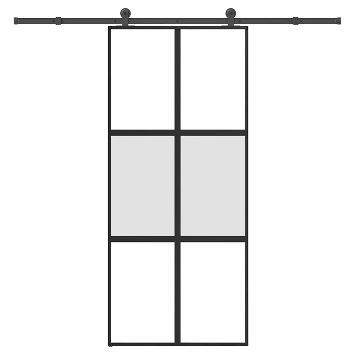 skydedør med hardwaresæt 90x205 cm hærdet glas og aluminium