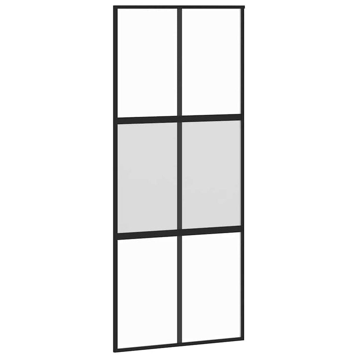 skydedør med hardwaresæt 90x205 cm hærdet glas og aluminium