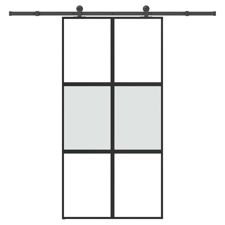 skydedør med hardwaresæt 102,5x205 cm hærdet glas og aluminium