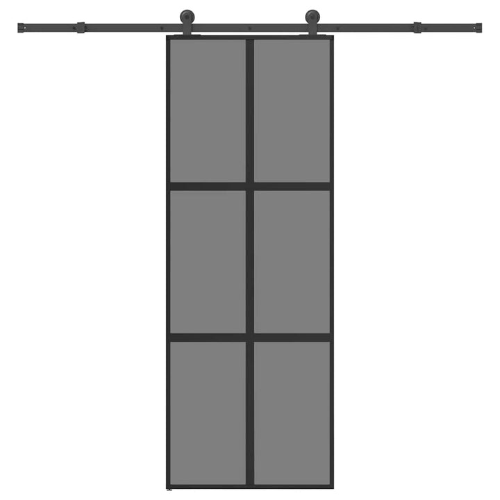 skydedør med hardwaresæt 76x205 cm hærdet glas og aluminium