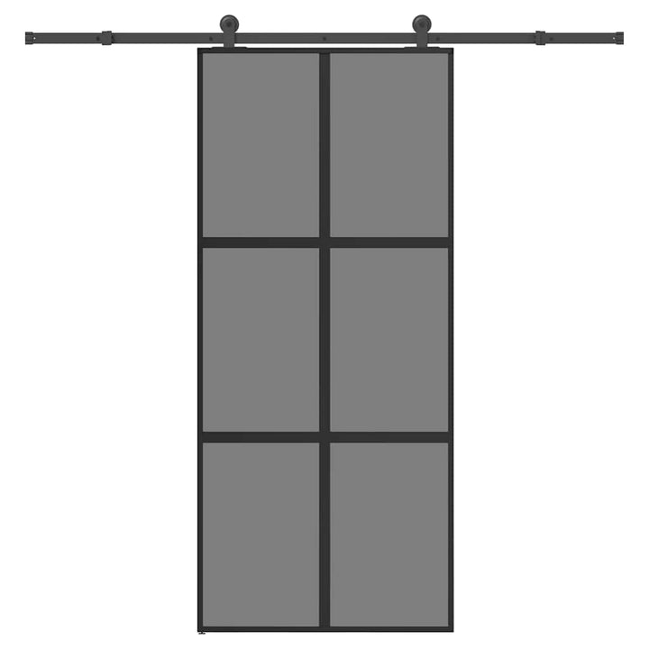 skydedør med hardwaresæt 90x205 cm hærdet glas og aluminium
