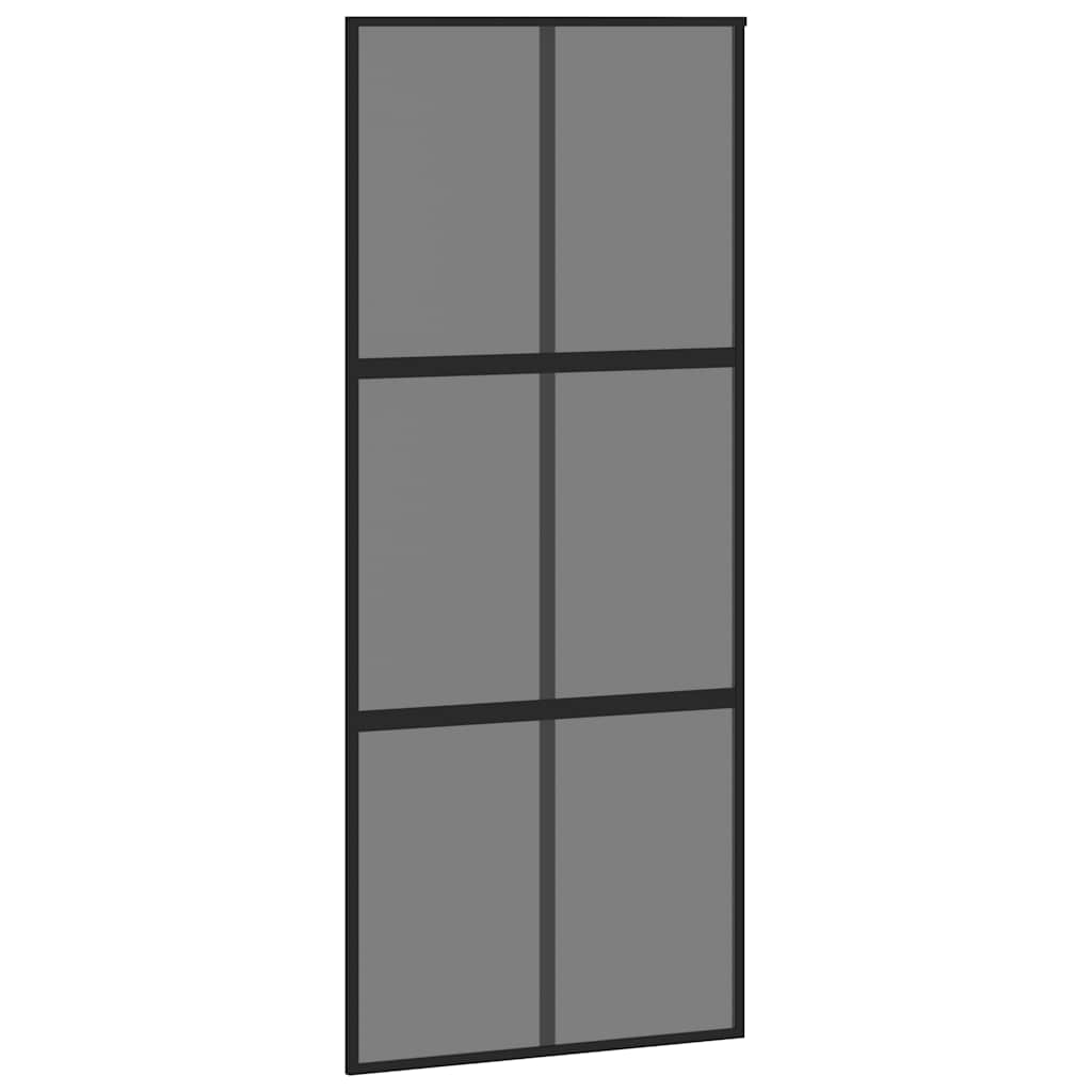 skydedør med hardwaresæt 90x205 cm hærdet glas og aluminium