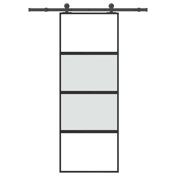 skydedør med hardwaresæt 76x205 cm hærdet glas og aluminium