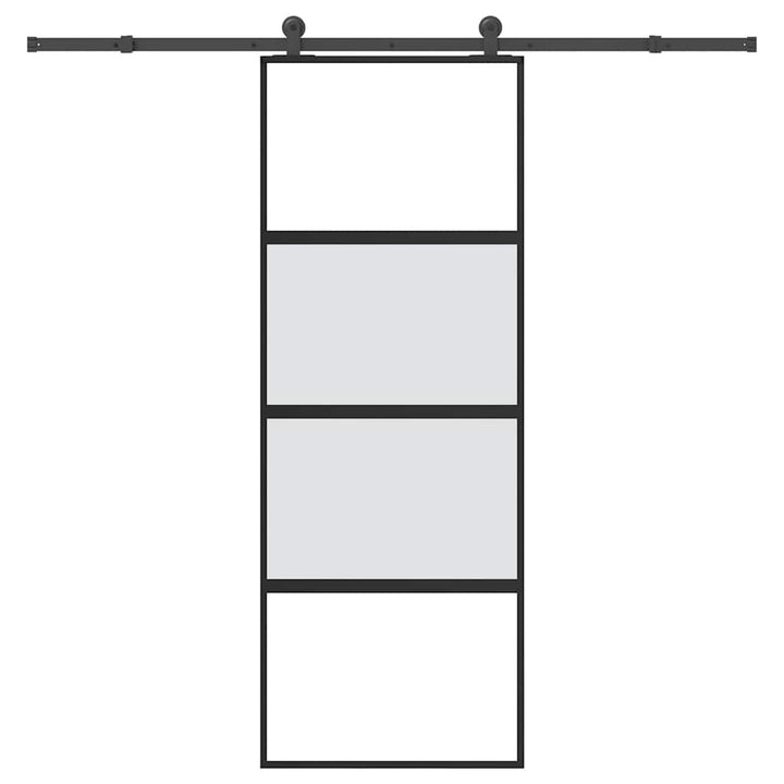 skydedør med hardwaresæt 76x205 cm hærdet glas og aluminium