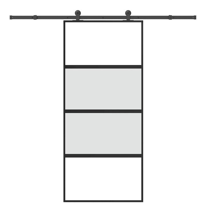 skydedør med hardwaresæt 90x205 cm hærdet glas og aluminium