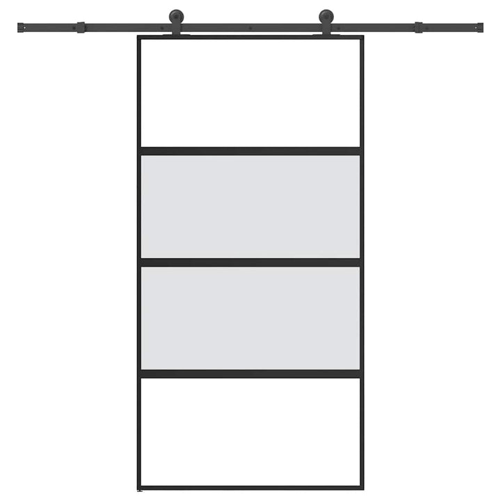 skydedør med hardwaresæt 102,5x205 cm hærdet glas og aluminium