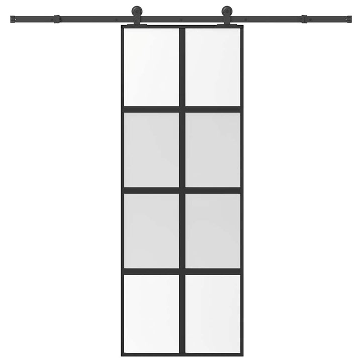skydedør med hardwaresæt 76x205 cm hærdet glas og aluminium
