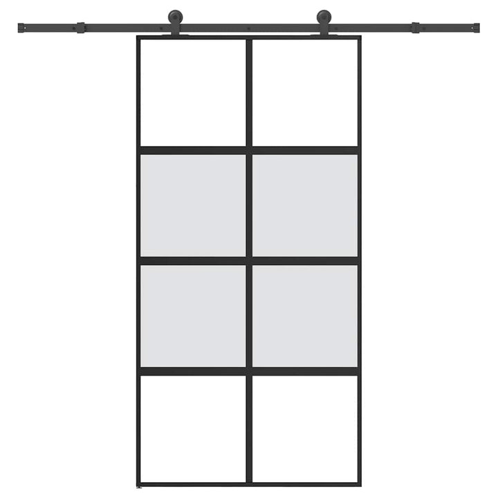 skydedør med hardwaresæt 102,5x205 cm hærdet glas og aluminium