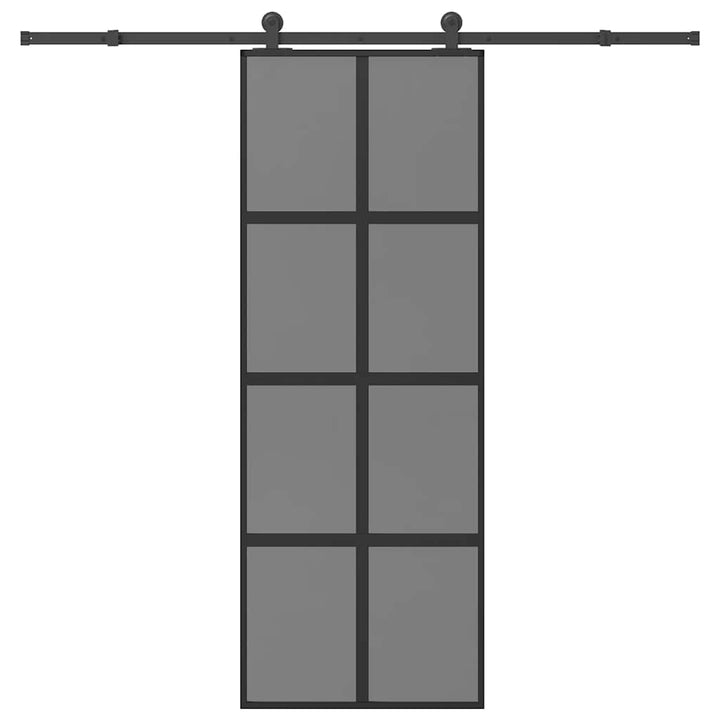 skydedør med hardwaresæt 76x205 cm hærdet glas og aluminium