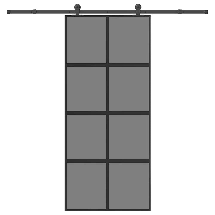 skydedør med hardwaresæt 90x205 cm hærdet glas og aluminium