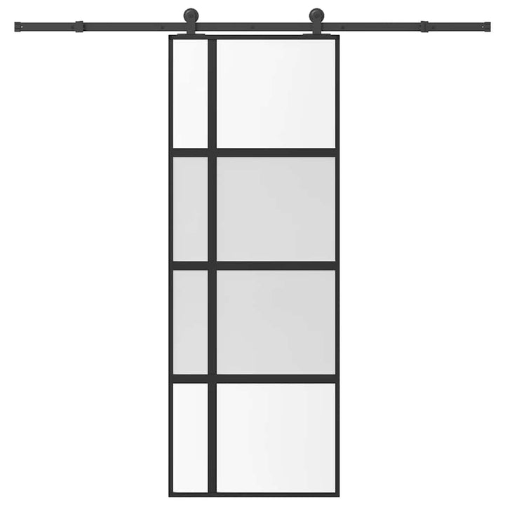 skydedør med hardwaresæt 76x205 cm hærdet glas og aluminium