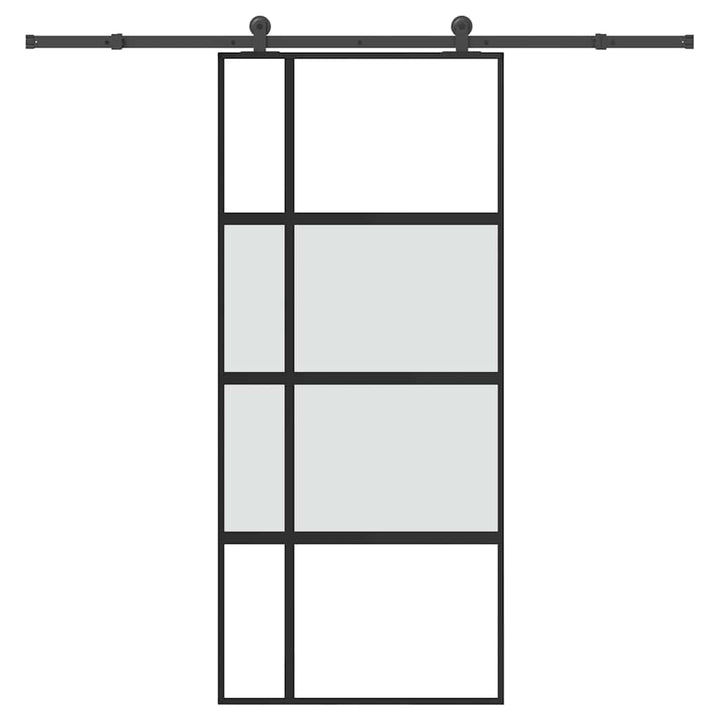 skydedør med hardwaresæt 90x205 cm hærdet glas og aluminium