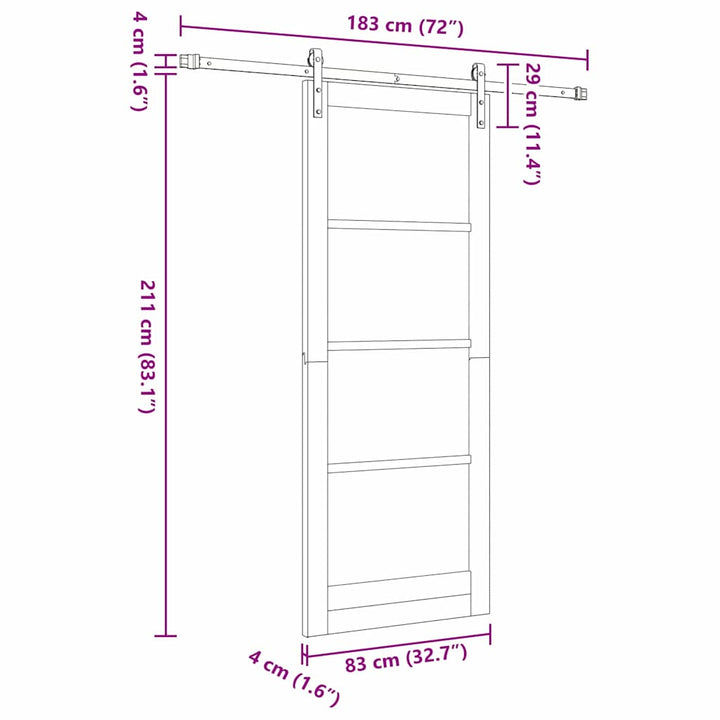 Skydedør ORKDAL Hvid og sort 83 x 211 cm