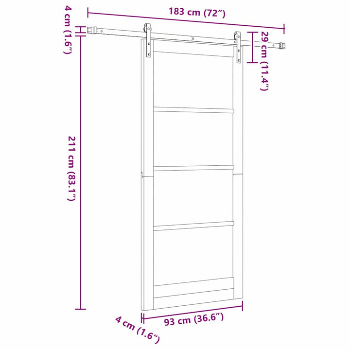 Skydedør ORKDAL Hvid og sort 93 x 211 cm