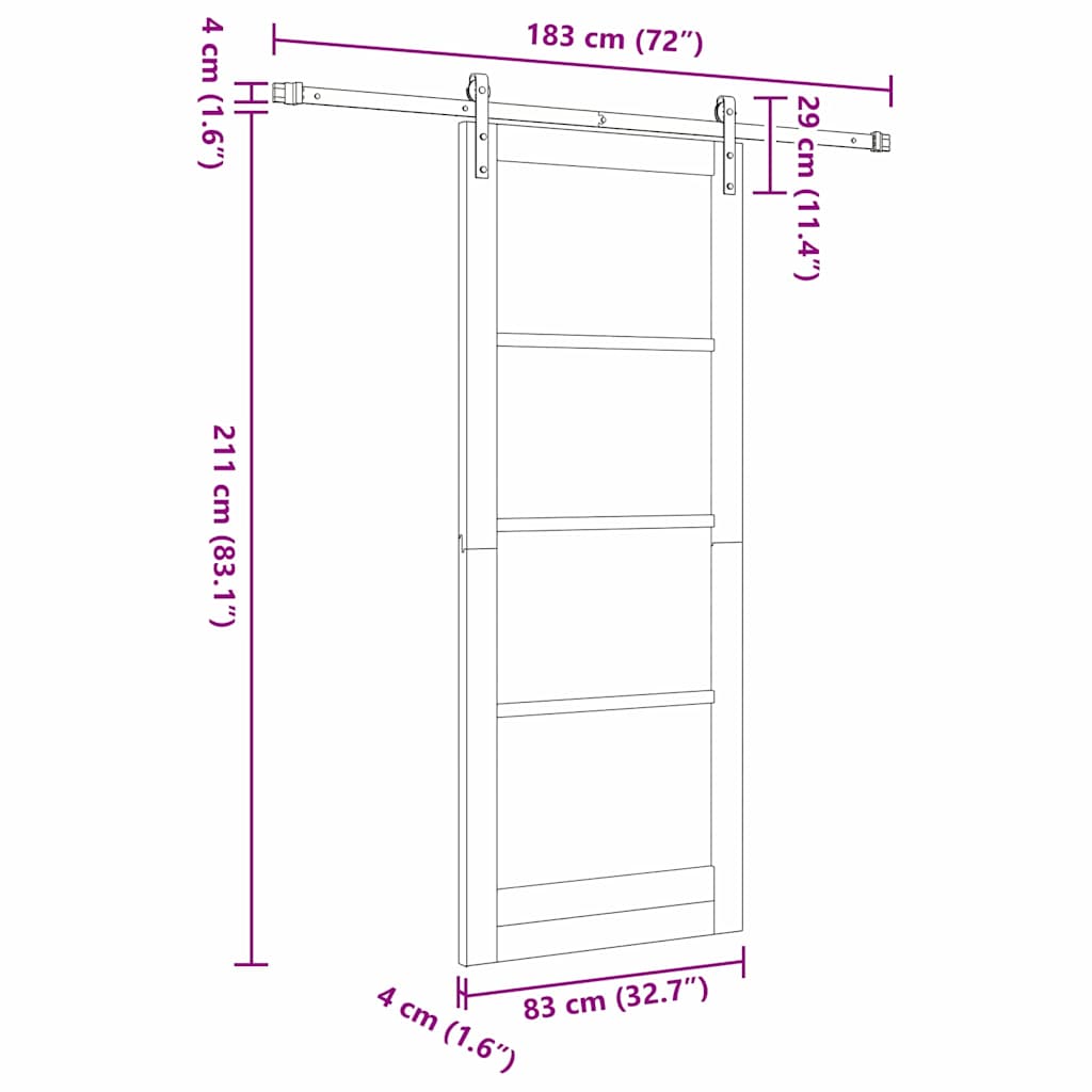Skydedør ORKDAL Hvid 83 x 211 cm Massivt fyrretræ og glas