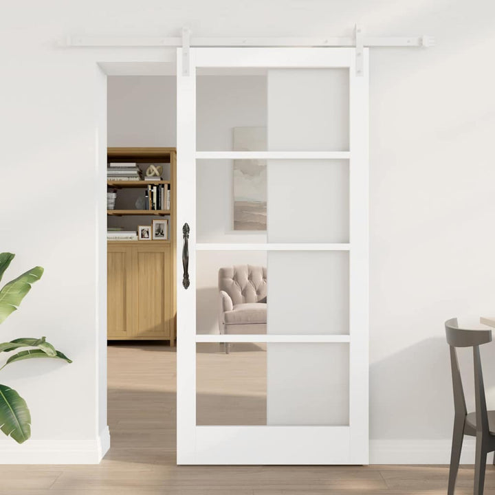 Skydedør ORKDAL Hvid 93 x 202 cm Massivt fyrretræ og glas