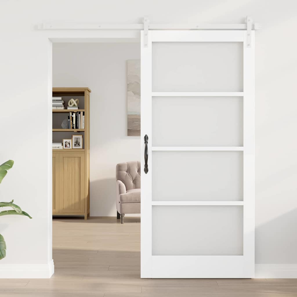 Skydedør ORKDAL Hvid 93 x 202 cm Massivt fyrretræ og glas