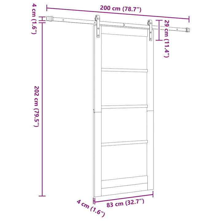 Skydedør ORKDAL Hvid 83 x 202 cm Massivt fyrretræ og glas