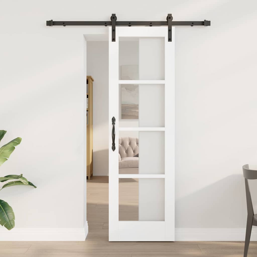 Skydedør ORKDAL Hvid 61 x 198,5 cm Massivt fyrretræ og glas