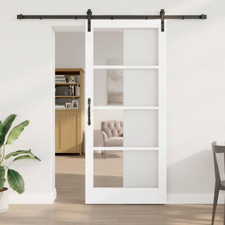 Skydedør ORKDAL Hvid 93 x 211 cm Massivt fyrretræ og glas