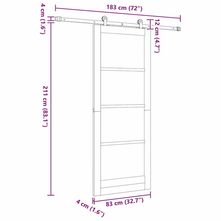Skydedør ORKDAL Hvid og sort 83 x 211 cm