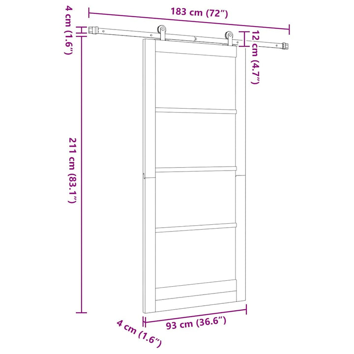 Skydedør ORKDAL Hvid og sort 93 x 211 cm