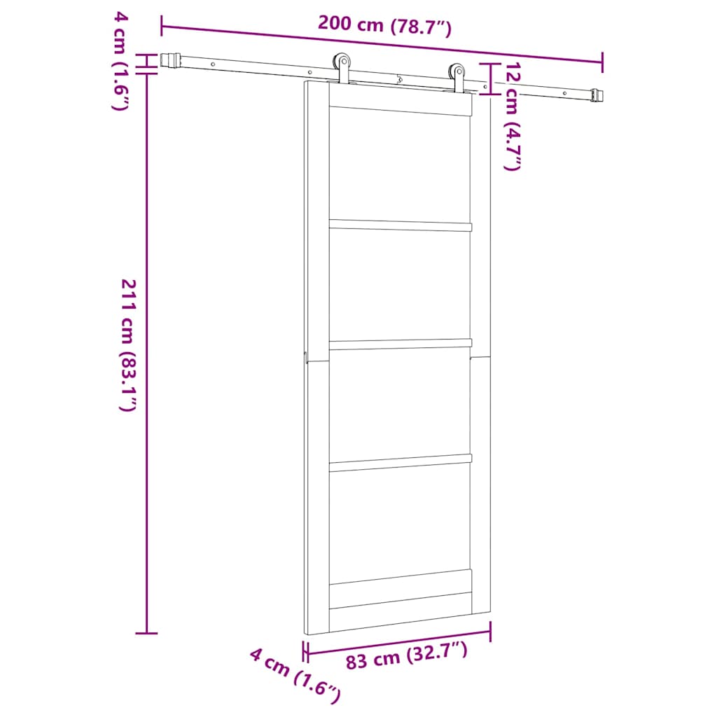 Skydedør ORKDAL Hvid og sort 83 x 211 cm
