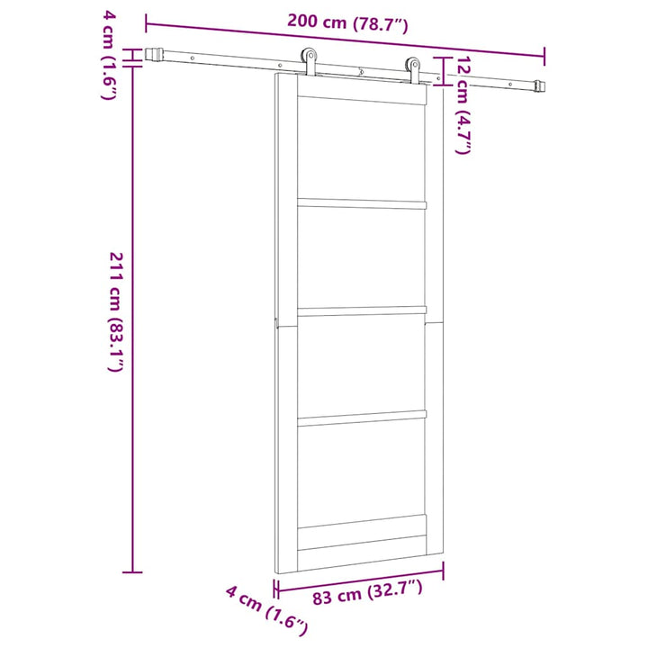 Skydedør ORKDAL Hvid og sort 83 x 211 cm