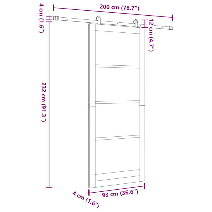 Skydedør ORKDAL Hvid og sort 93 x 232 cm