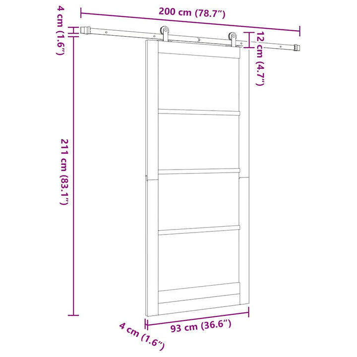 Skydedør ORKDAL 93 x 211 cm Massivt fyrretræ og glas