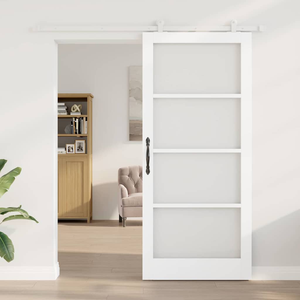 Skydedør ORKDAL Hvid 93 x 211 cm Massivt fyrretræ og glas
