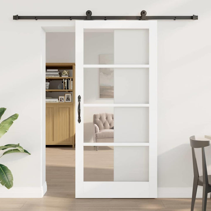 Skydedør ORKDAL Hvid 93 x 202 cm Massivt fyrretræ og glas